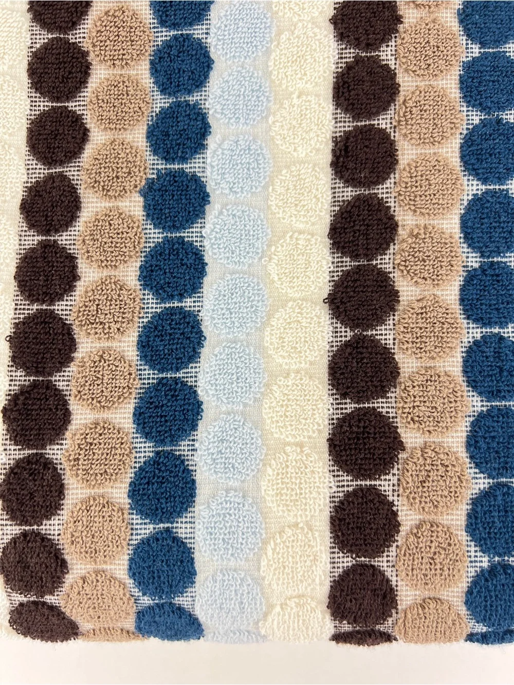 Soho Living Bath Towel Dots and Stripes Brown Blue White Soft Cotton 2 Pc NEW